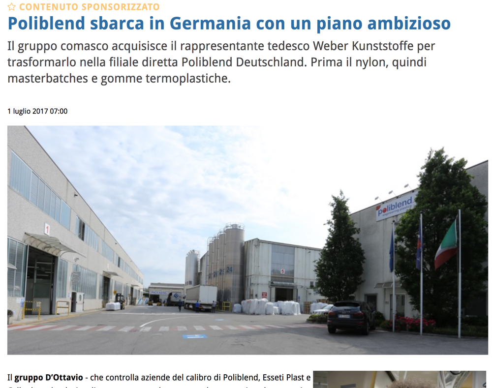 POLIBLEND SBARCA IN GERMANIA CON UN PIANO AMBIZIOSO