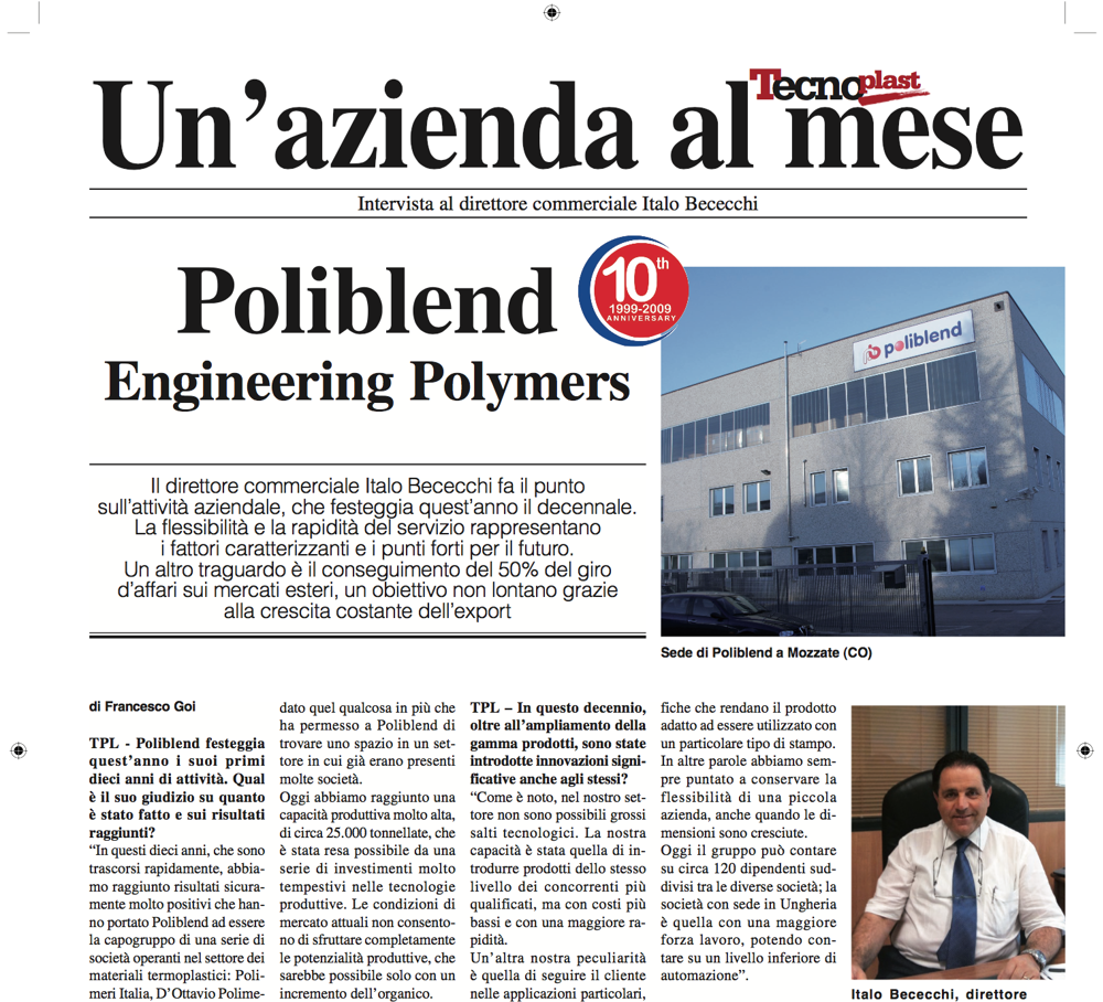 TECNOPLAST: UN’AZIENDA AL MESE